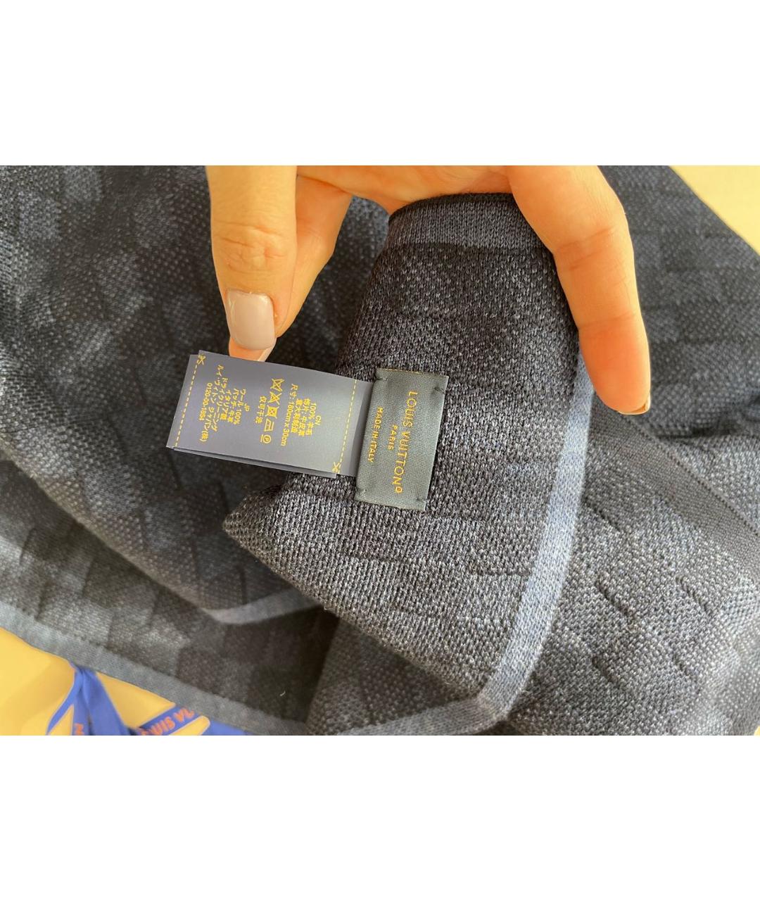 LOUIS VUITTON Антрацитовый шерстяной шарф, фото 6