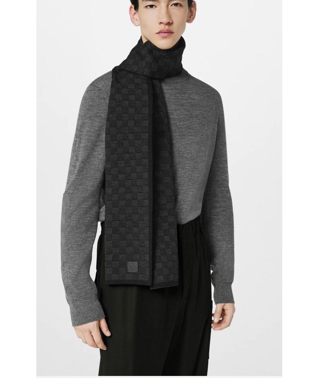 LOUIS VUITTON Антрацитовый шерстяной шарф, фото 5