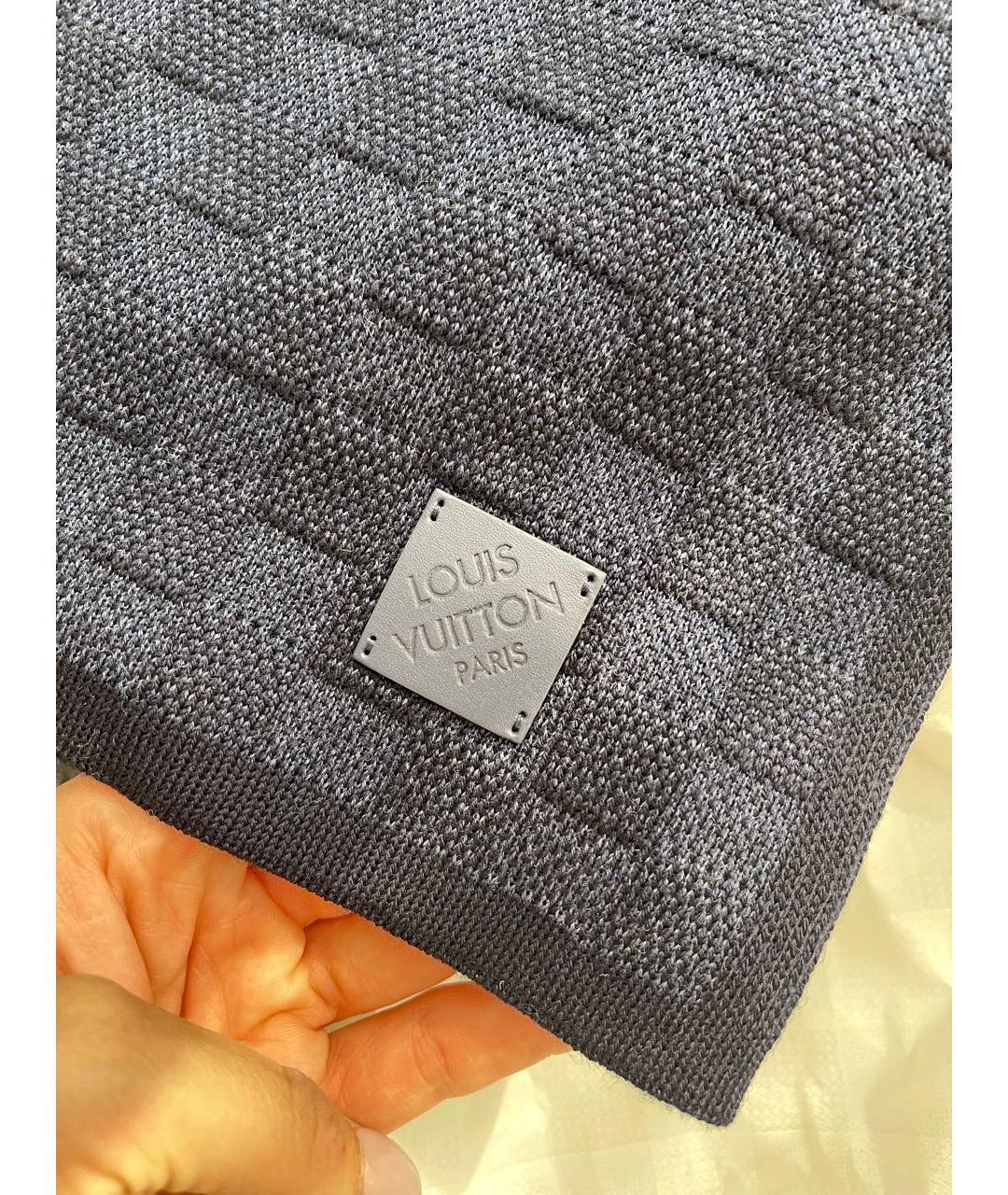 LOUIS VUITTON Антрацитовый шерстяной шарф, фото 3