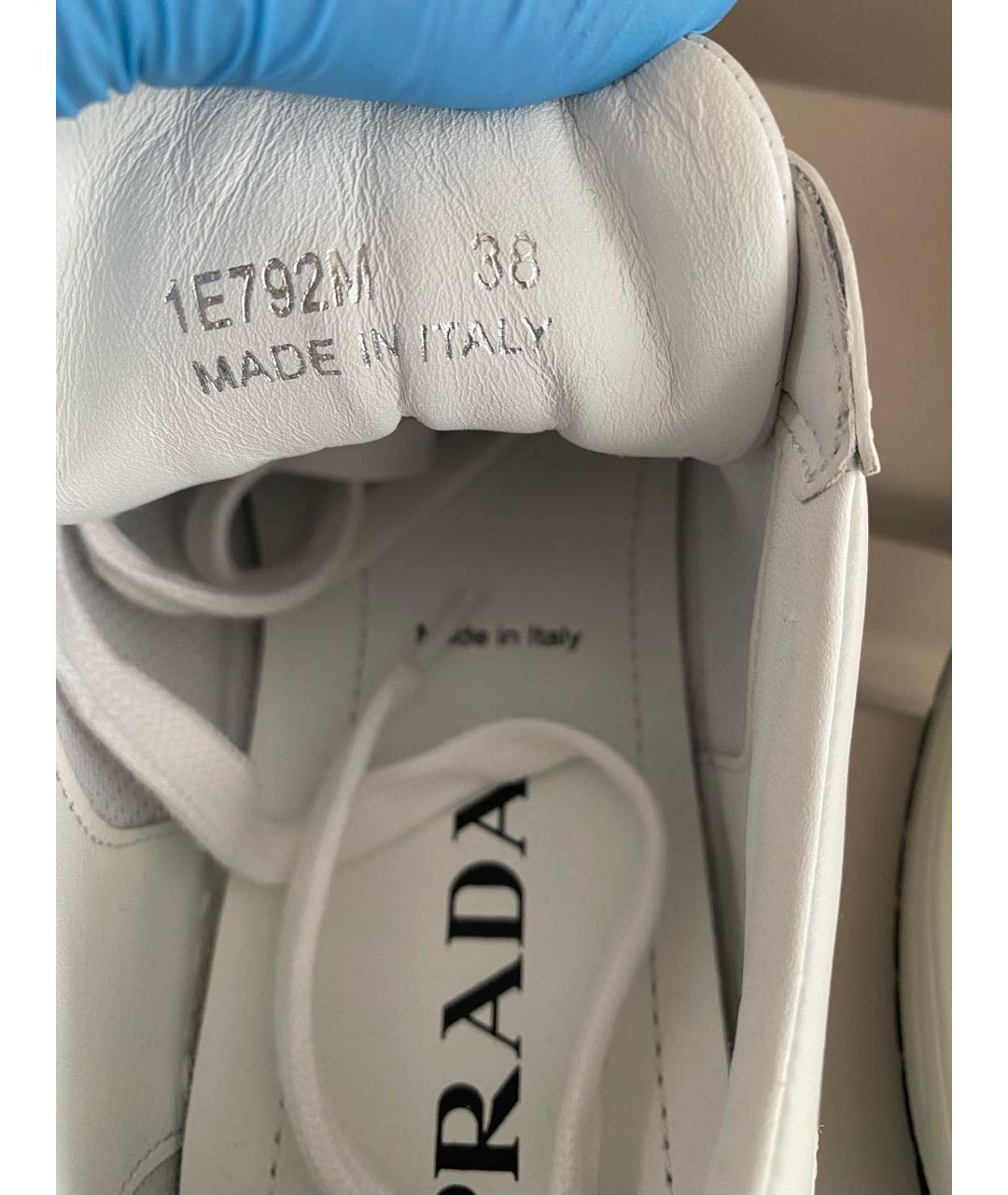 PRADA Белые кожаные кеды, фото 5