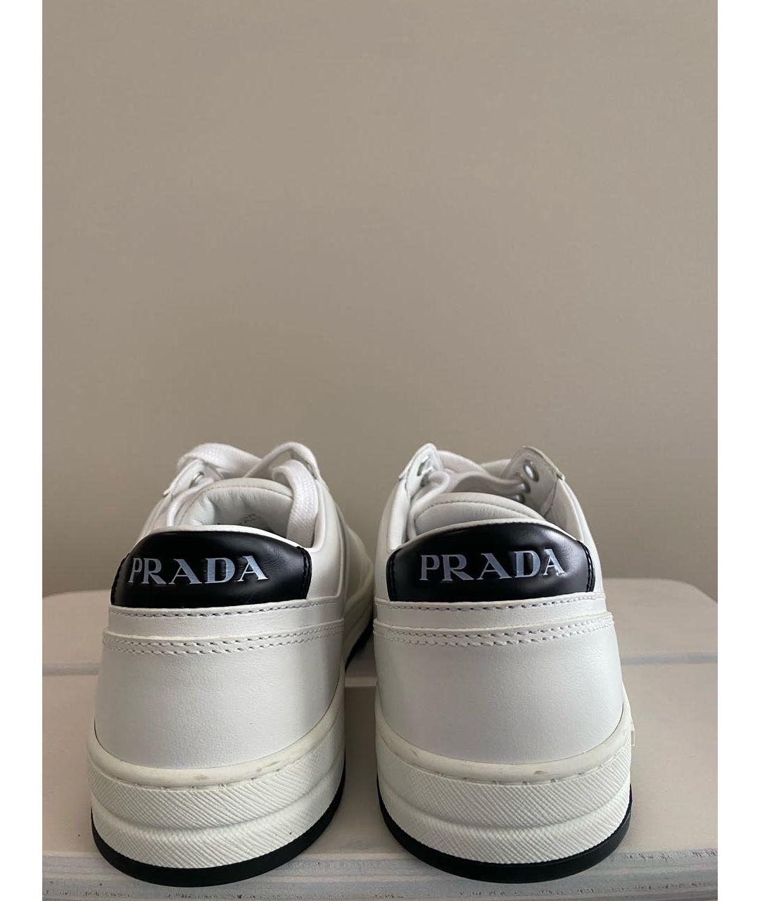 PRADA Белые кожаные кеды, фото 4