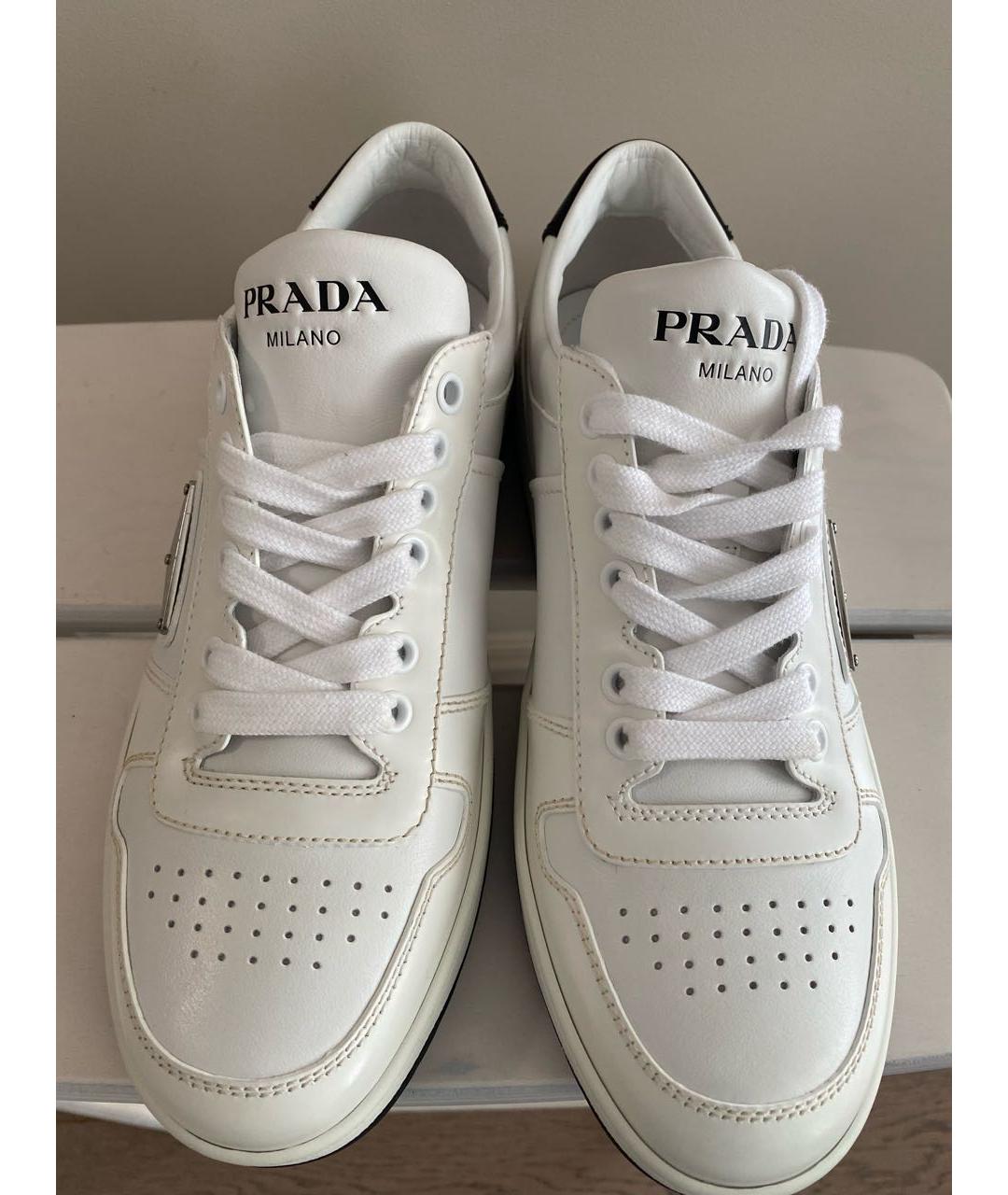 PRADA Белые кожаные кеды, фото 2