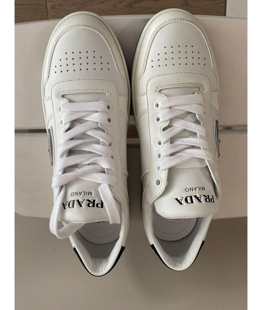 PRADA Белые кожаные кеды, фото 3