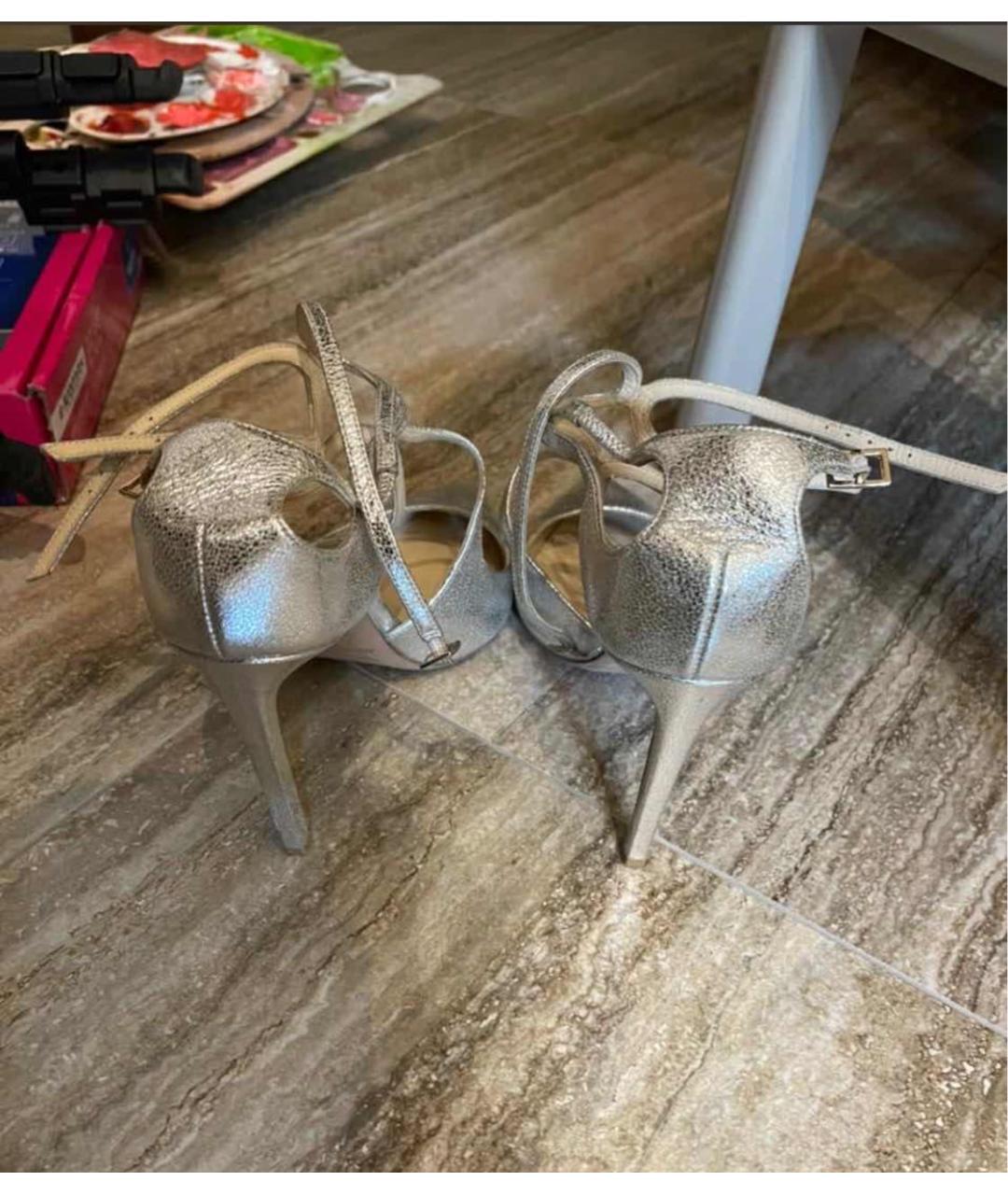 JIMMY CHOO Серебряные кожаные туфли, фото 4
