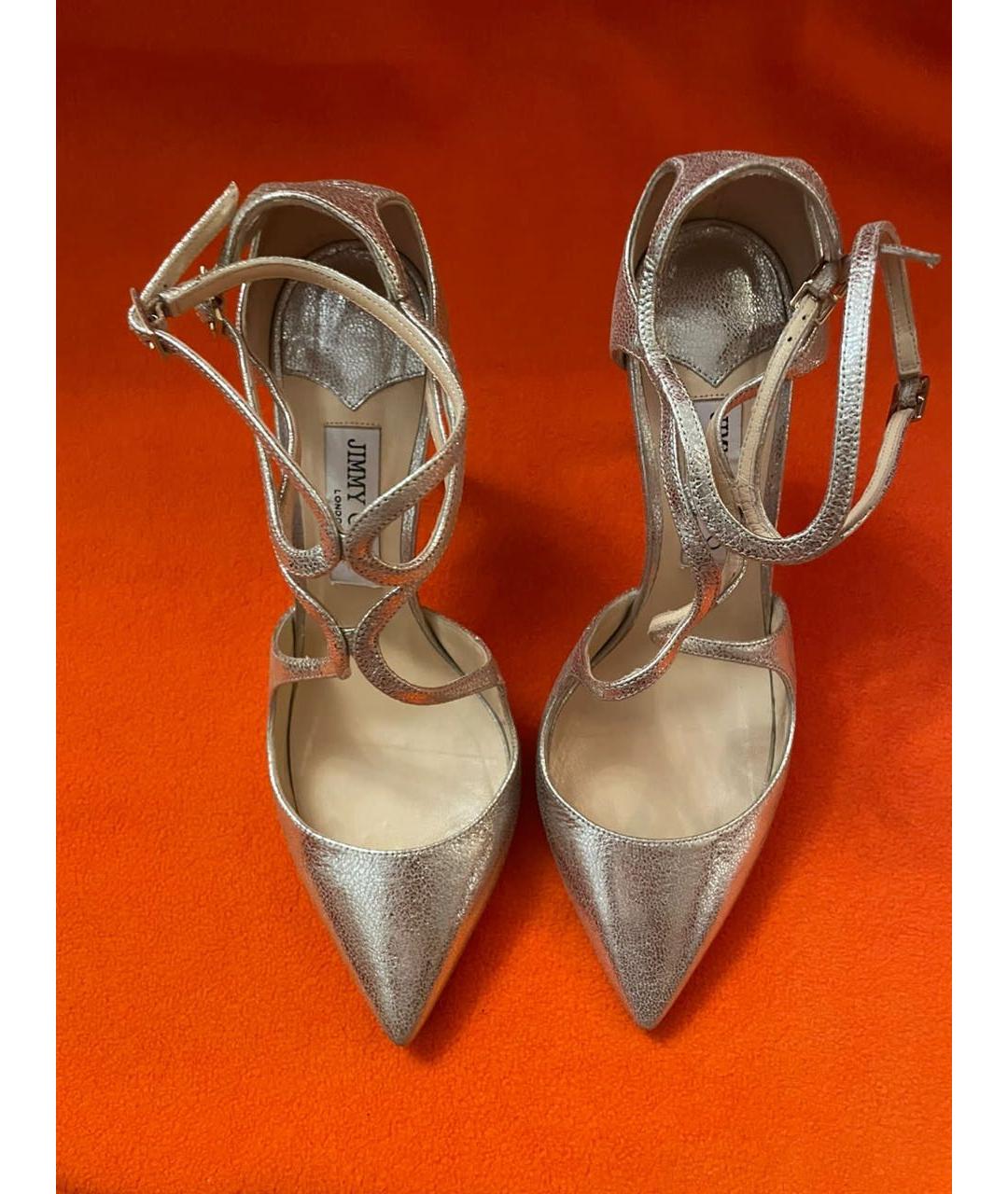 JIMMY CHOO Серебряные кожаные туфли, фото 2
