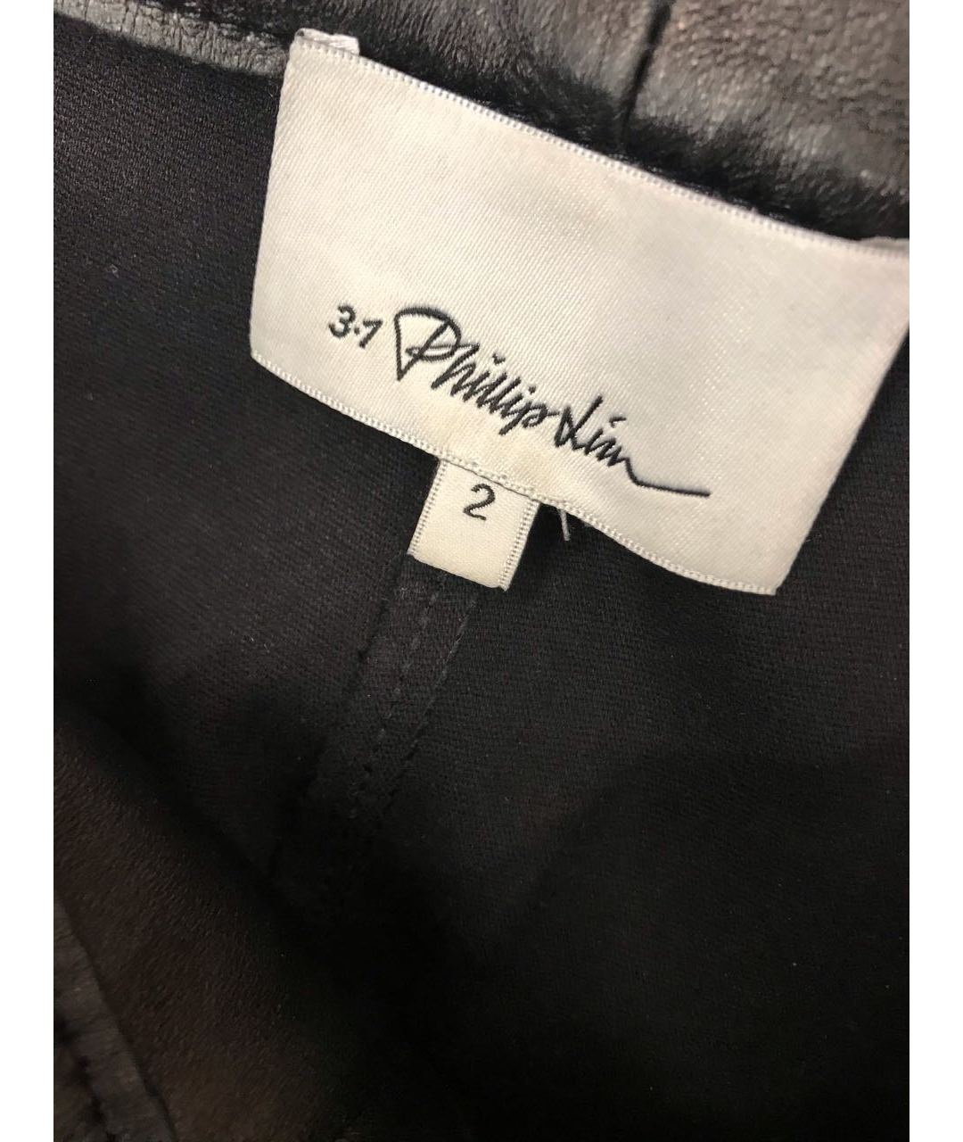 3.1 PHILLIP LIM Черные кожаные прямые брюки, фото 4