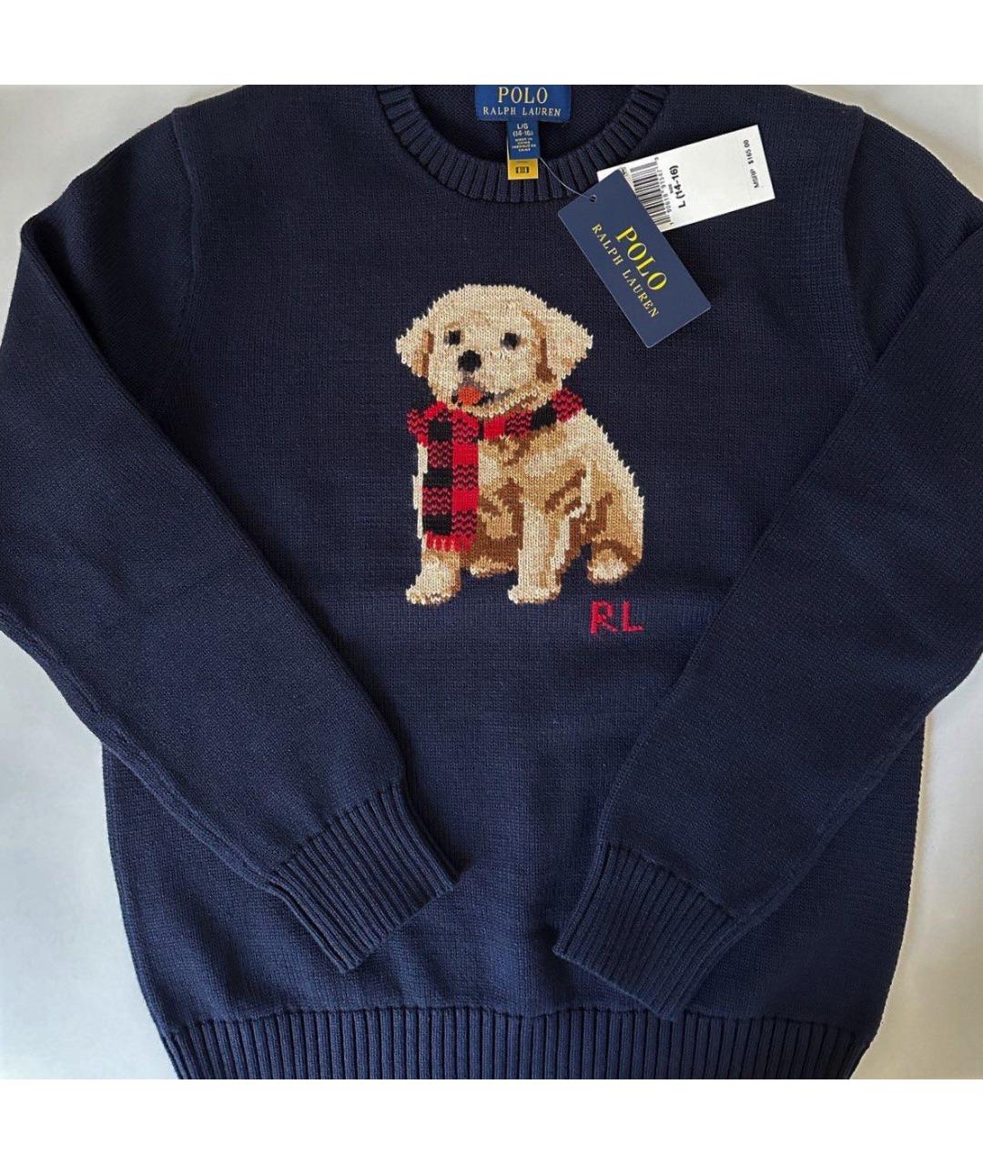 POLO RALPH LAUREN Темно-синий хлопковый джемпер / свитер, фото 3