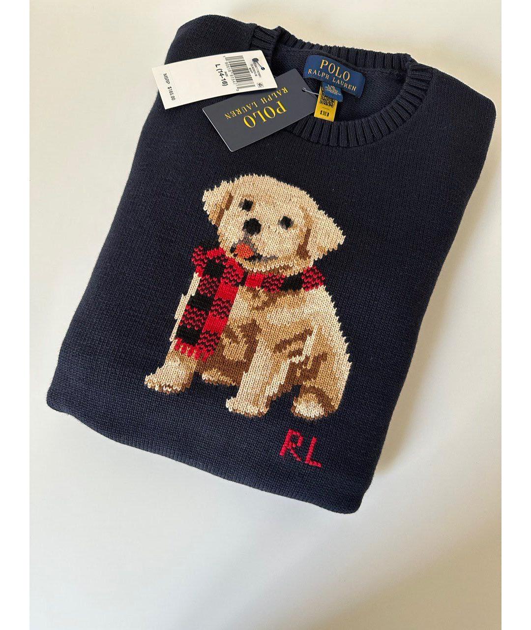 POLO RALPH LAUREN Темно-синий хлопковый джемпер / свитер, фото 2