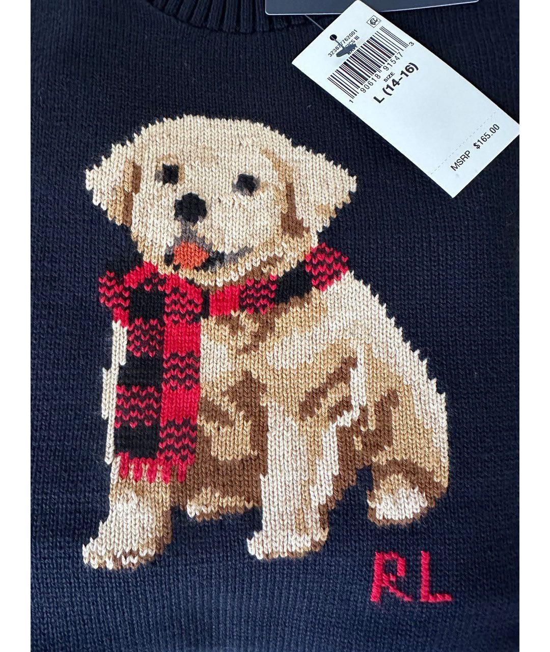 POLO RALPH LAUREN Темно-синий хлопковый джемпер / свитер, фото 4