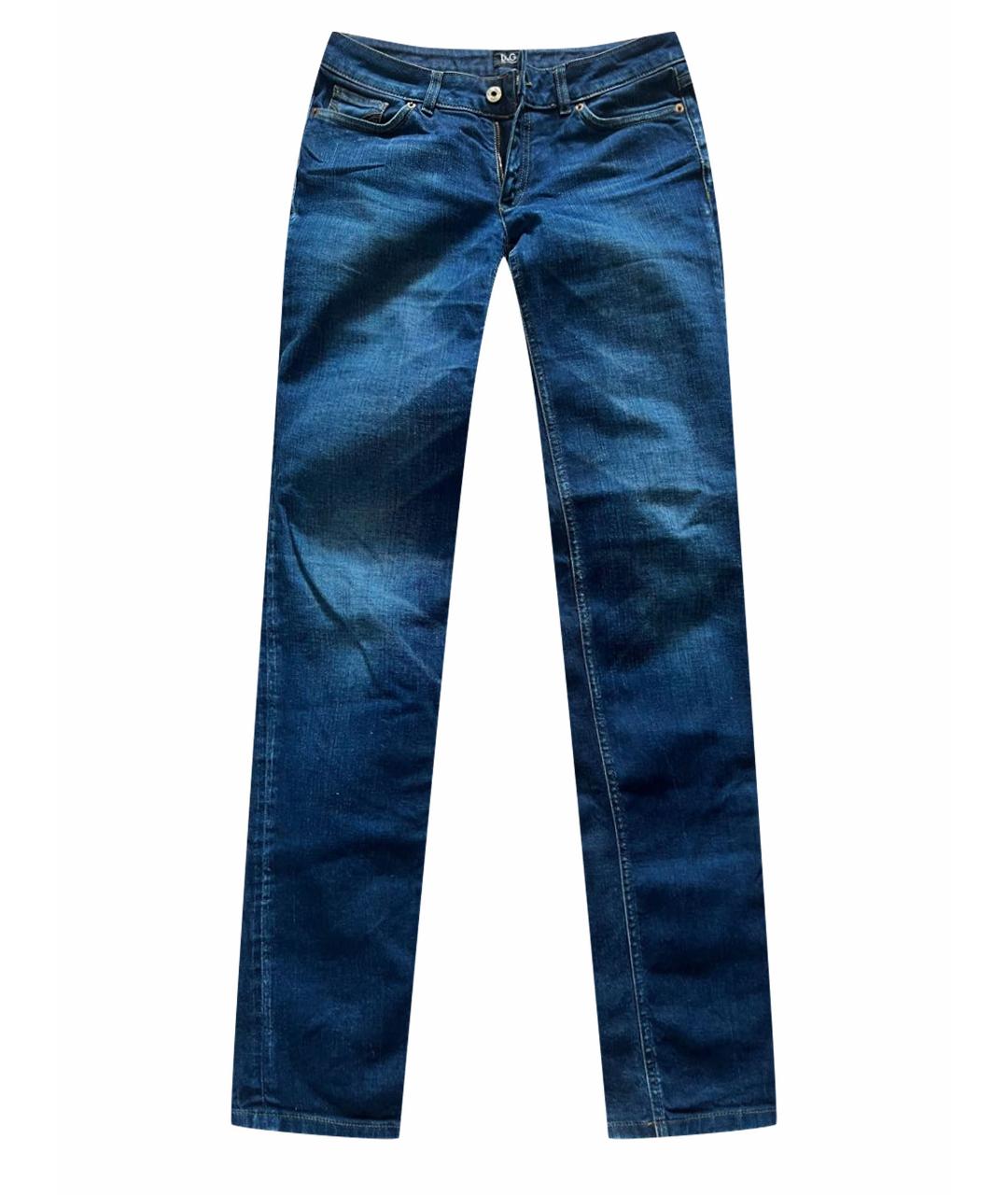 DOLCE&GABBANA Темно-синие хлопко-эластановые прямые джинсы, фото 1