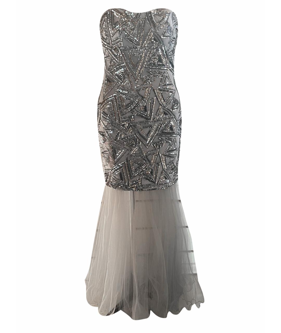 FOREVER UNIQUE Серебряное синтетическое вечернее платье, фото 1