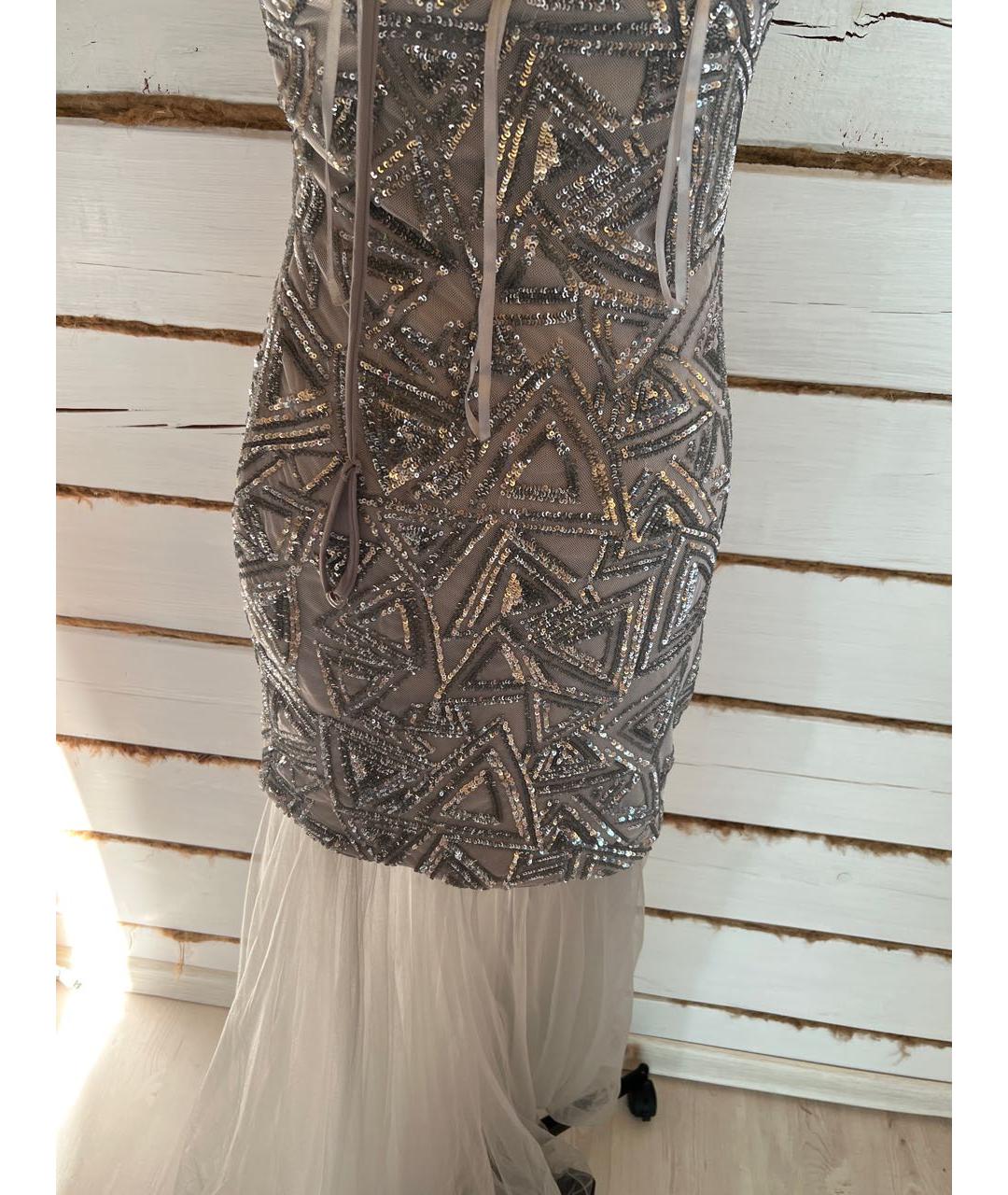 FOREVER UNIQUE Серебряное синтетическое вечернее платье, фото 6