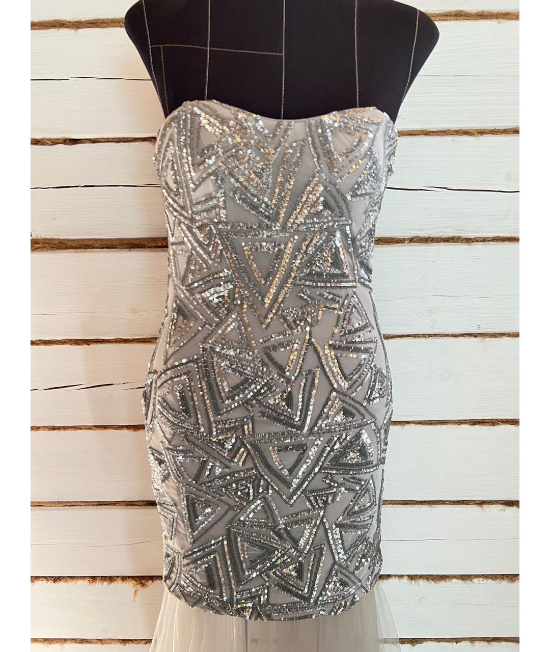 FOREVER UNIQUE Серебряное синтетическое вечернее платье, фото 4