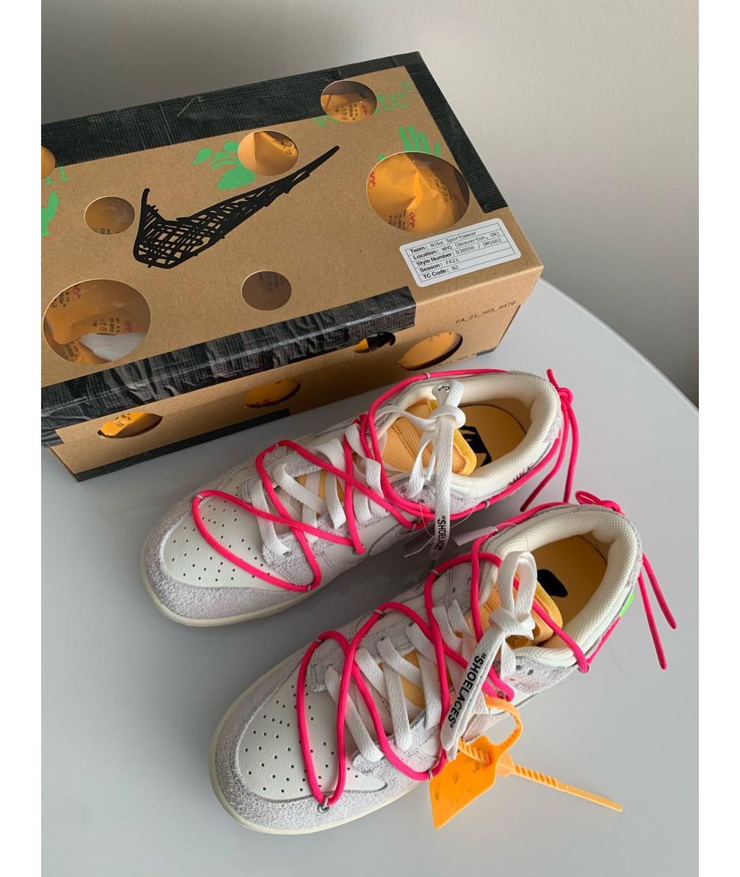 NIKE X OFF-WHITE Серые замшевые низкие кроссовки / кеды, фото 7
