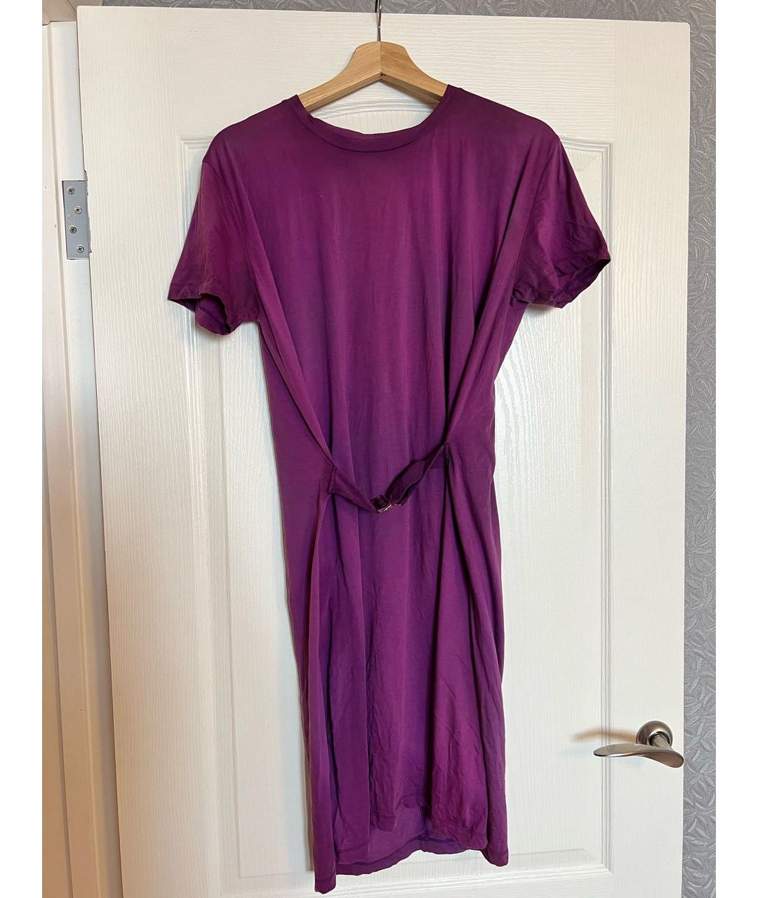 SAINT LAURENT Фиолетовое хлопковое повседневное платье, фото 7