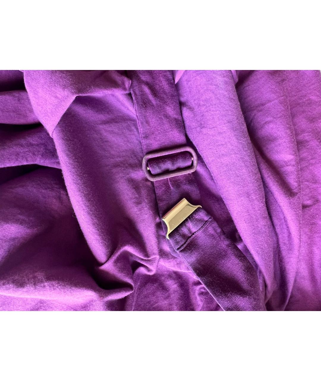 SAINT LAURENT Фиолетовое хлопковое повседневное платье, фото 4