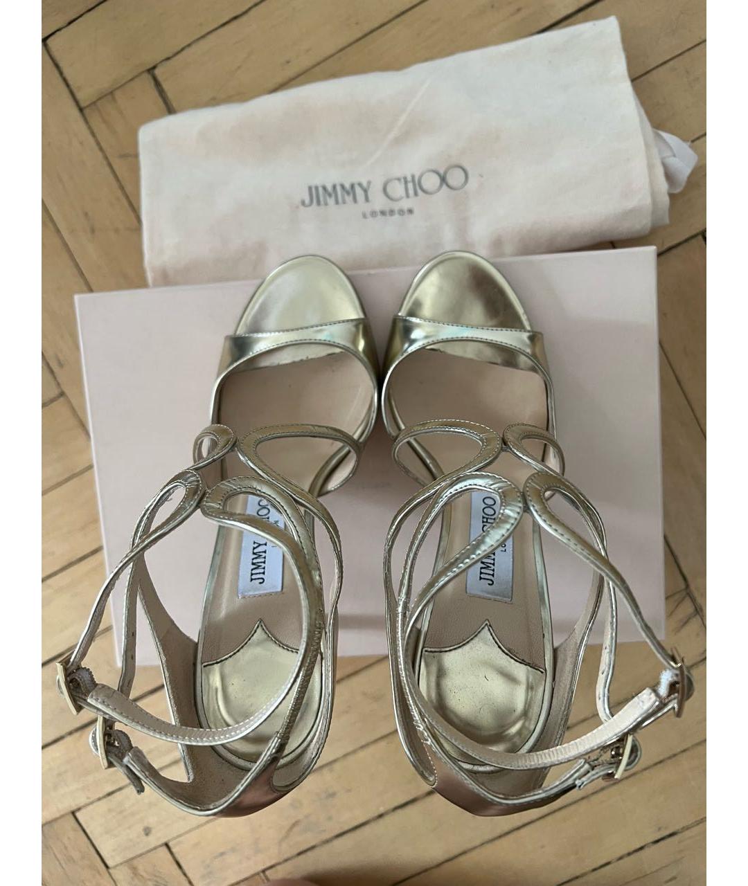 JIMMY CHOO Золотые кожаные туфли, фото 3