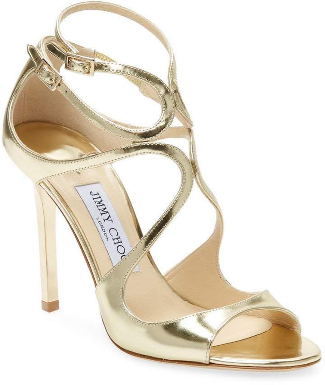 JIMMY CHOO Золотые кожаные туфли, фото 7