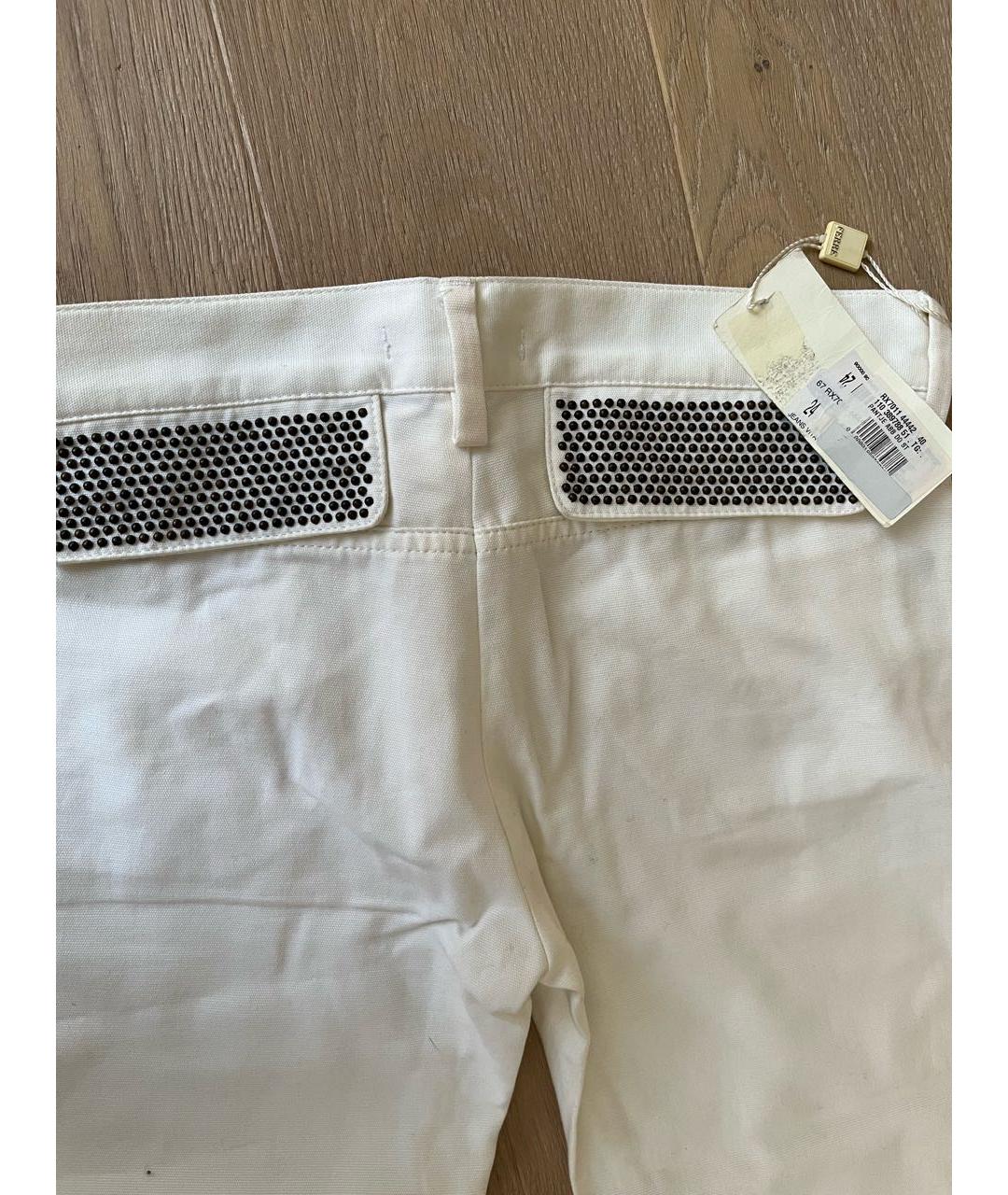 GIANFRANCO FERRE Белые хлопковые прямые брюки, фото 8