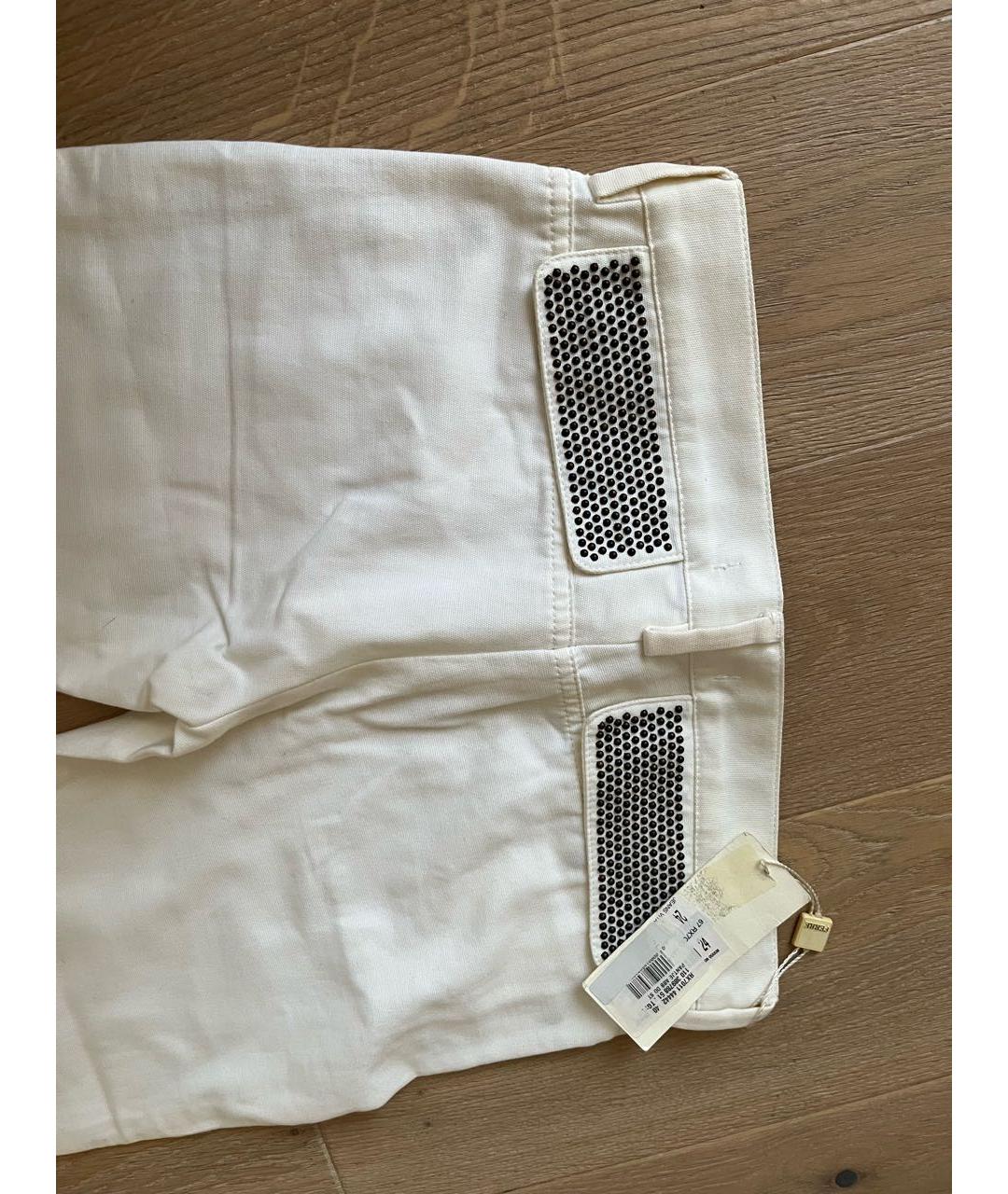 GIANFRANCO FERRE Белые хлопковые прямые брюки, фото 4