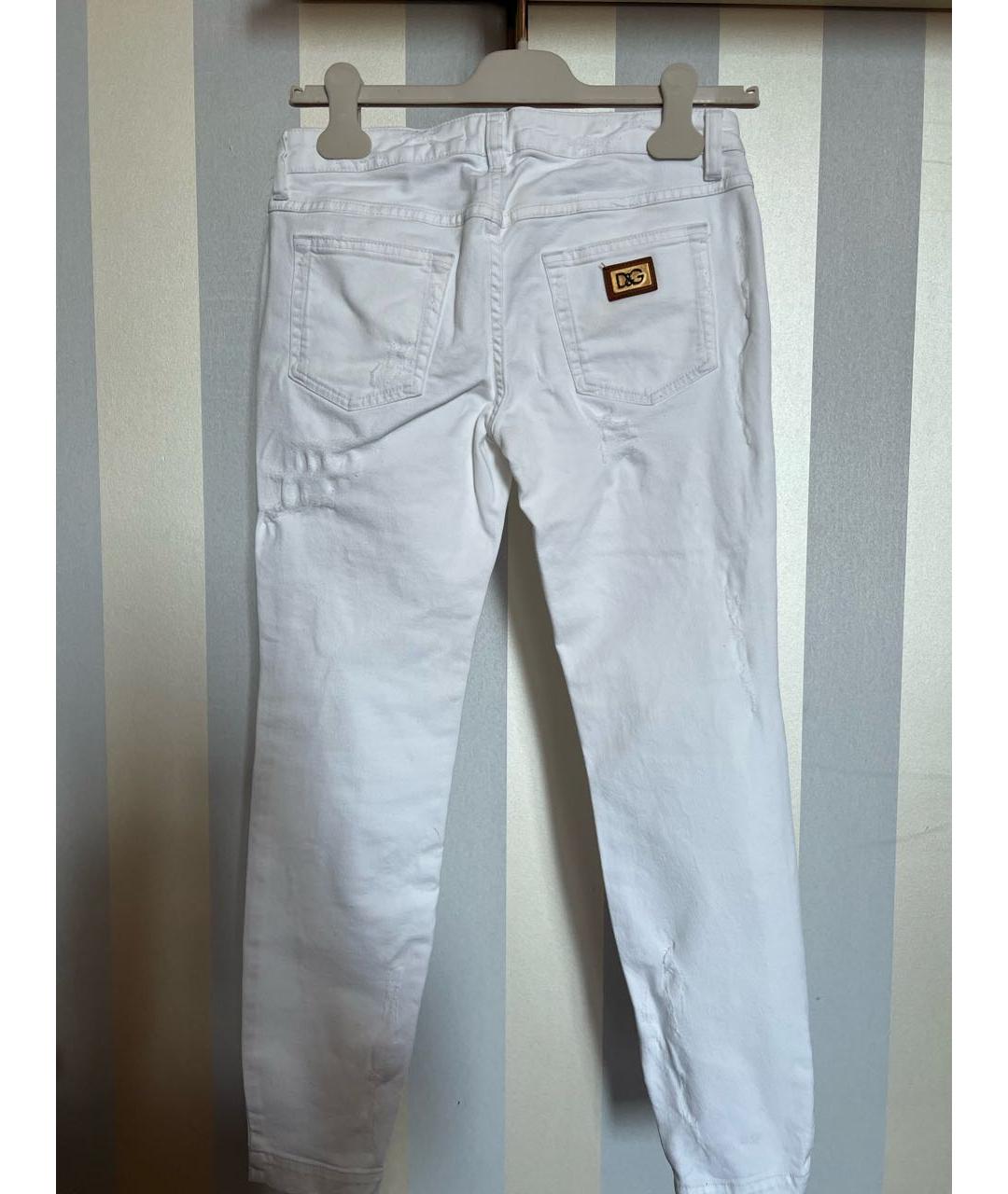 DOLCE&GABBANA Белые хлопко-эластановые джинсы слим, фото 2
