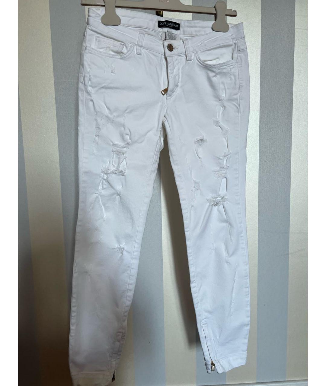 DOLCE&GABBANA Белые хлопко-эластановые джинсы слим, фото 5