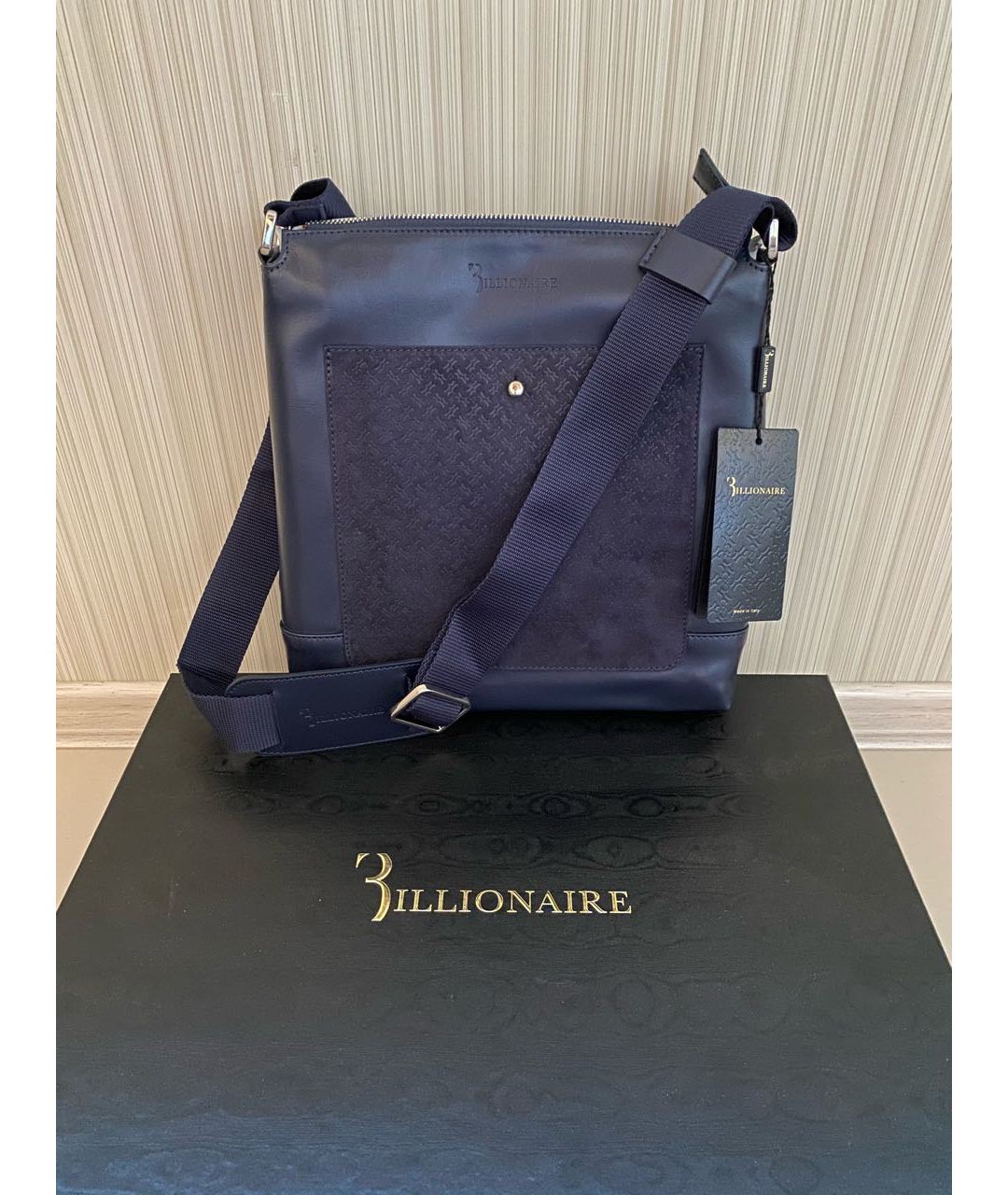 BILLIONAIRE Синяя замшевая сумка на плечо, фото 9