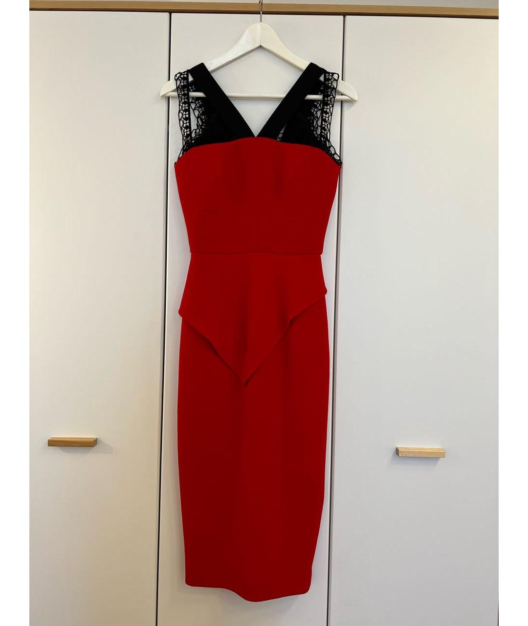 ROLAND MOURET Красное шерстяное коктейльное платье, фото 6