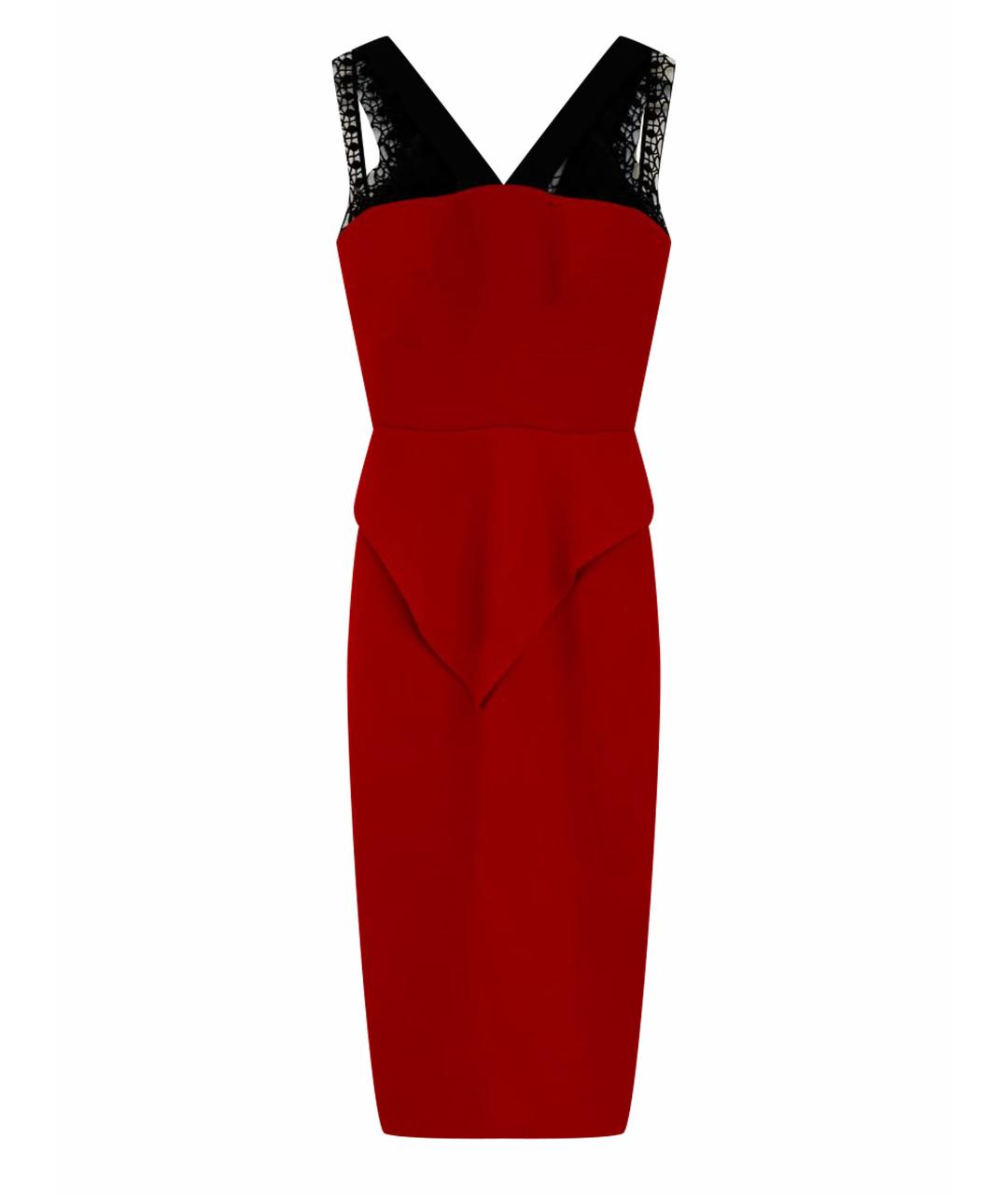 ROLAND MOURET Красное шерстяное коктейльное платье, фото 1