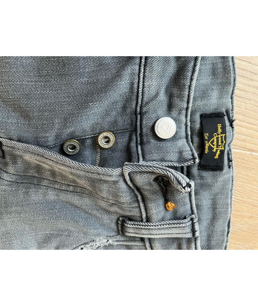 HTC HOLLYWOOD TRADING COMPANY Антрацитовые хлопковые джинсы слим, фото 3