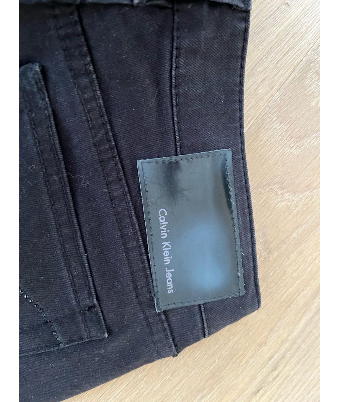 CALVIN KLEIN JEANS Черные хлопко-эластановые прямые джинсы, фото 6