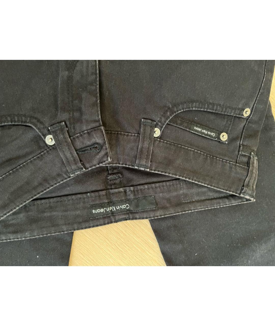 CALVIN KLEIN JEANS Черные хлопко-эластановые прямые джинсы, фото 7
