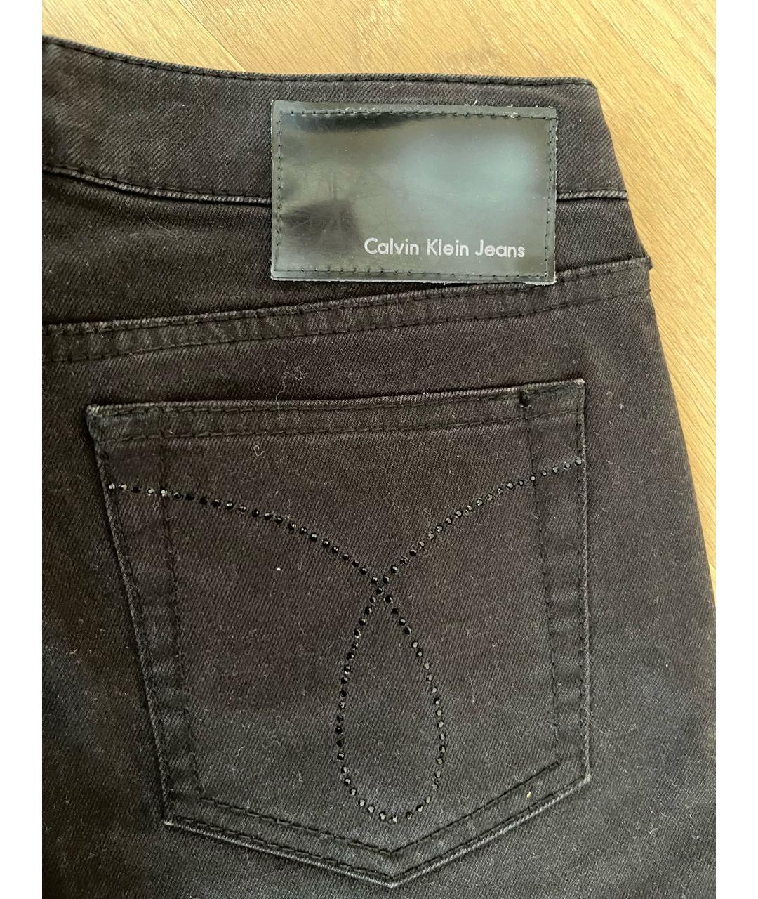 CALVIN KLEIN JEANS Черные хлопко-эластановые прямые джинсы, фото 4
