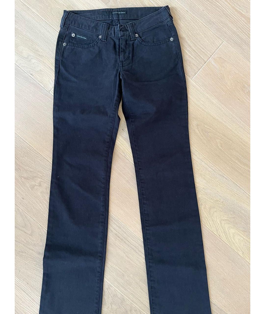 CALVIN KLEIN JEANS Черные хлопко-эластановые прямые джинсы, фото 8