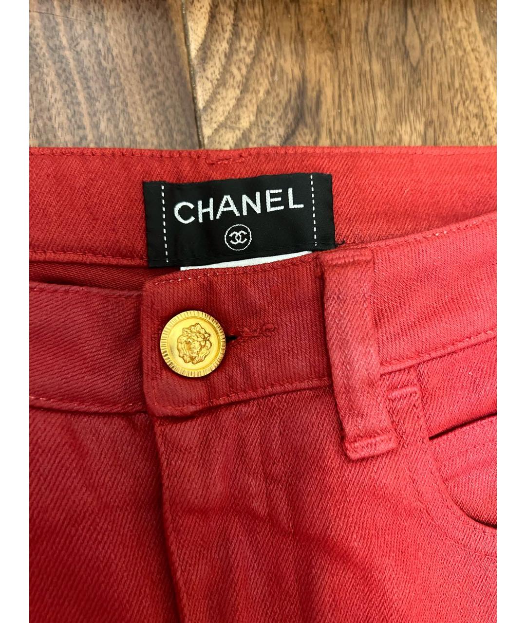 CHANEL PRE-OWNED Красные джинсы слим, фото 2