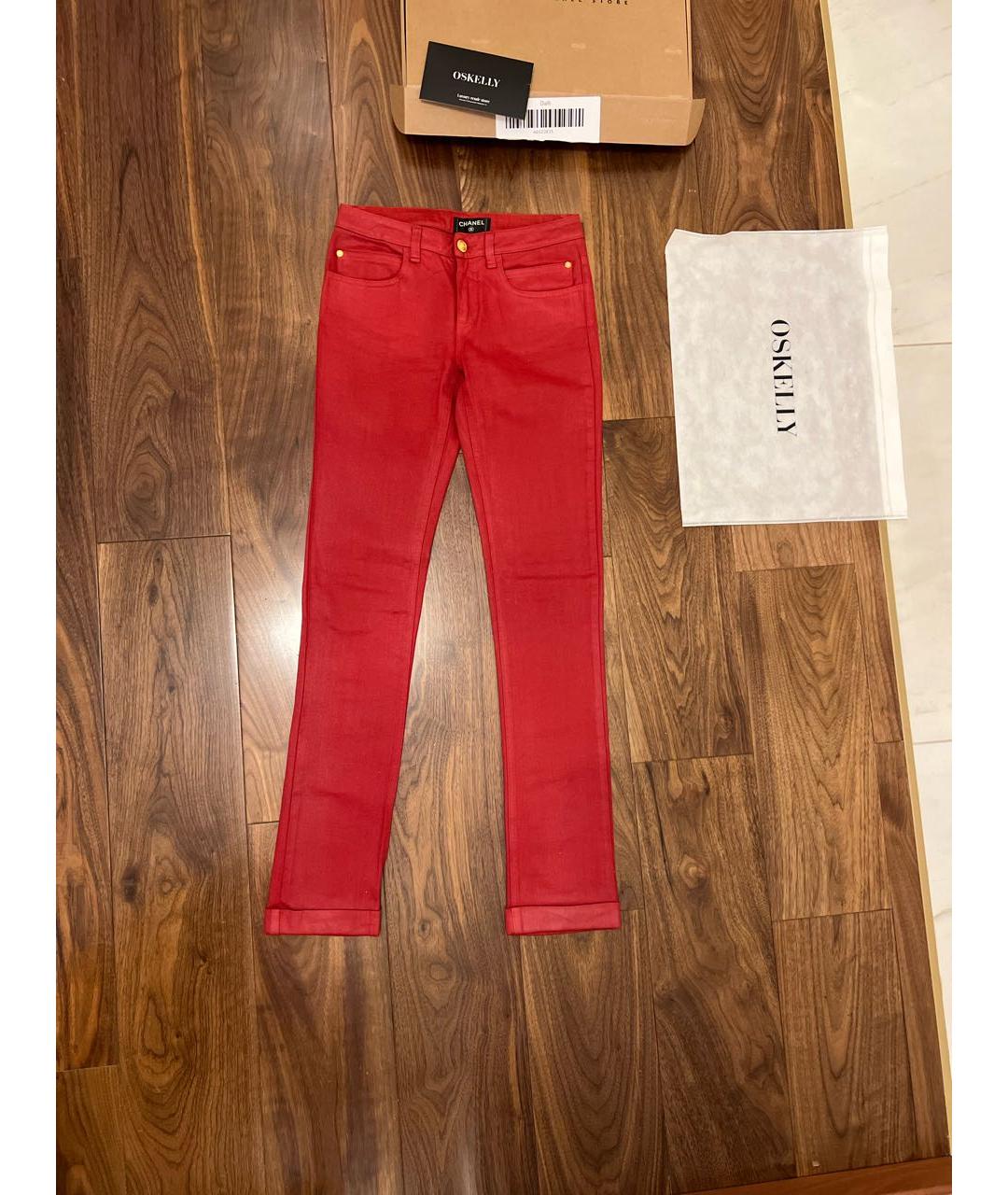 CHANEL PRE-OWNED Красные джинсы слим, фото 6