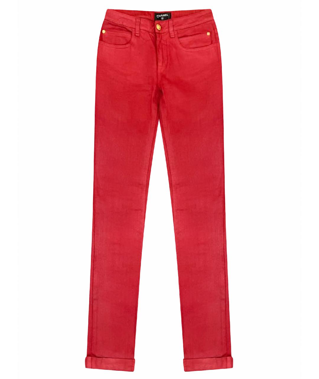 CHANEL PRE-OWNED Красные джинсы слим, фото 1