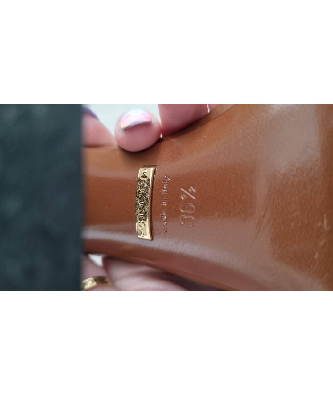 GUCCI Коричневые текстильные босоножки, фото 5