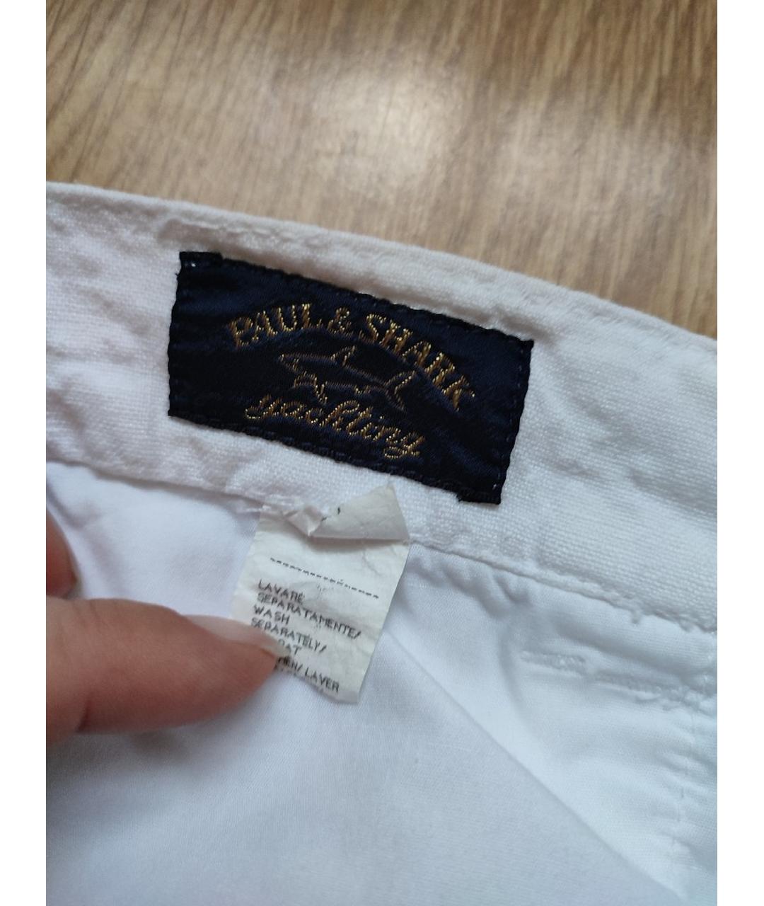 PAUL & SHARK Белые льняные брюки широкие, фото 3