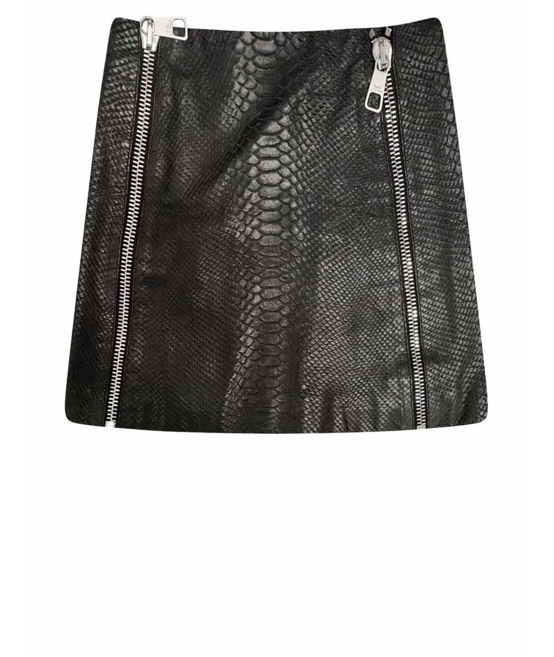 NEIL BARRETT Черная кожаная юбка мини, фото 1