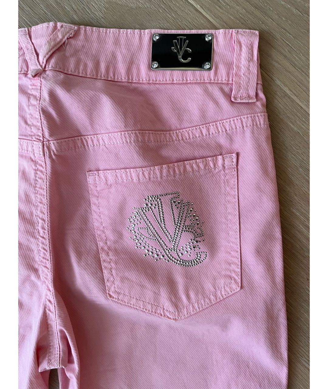 VERSACE JEANS COUTURE Розовые хлопко-эластановые прямые джинсы, фото 4