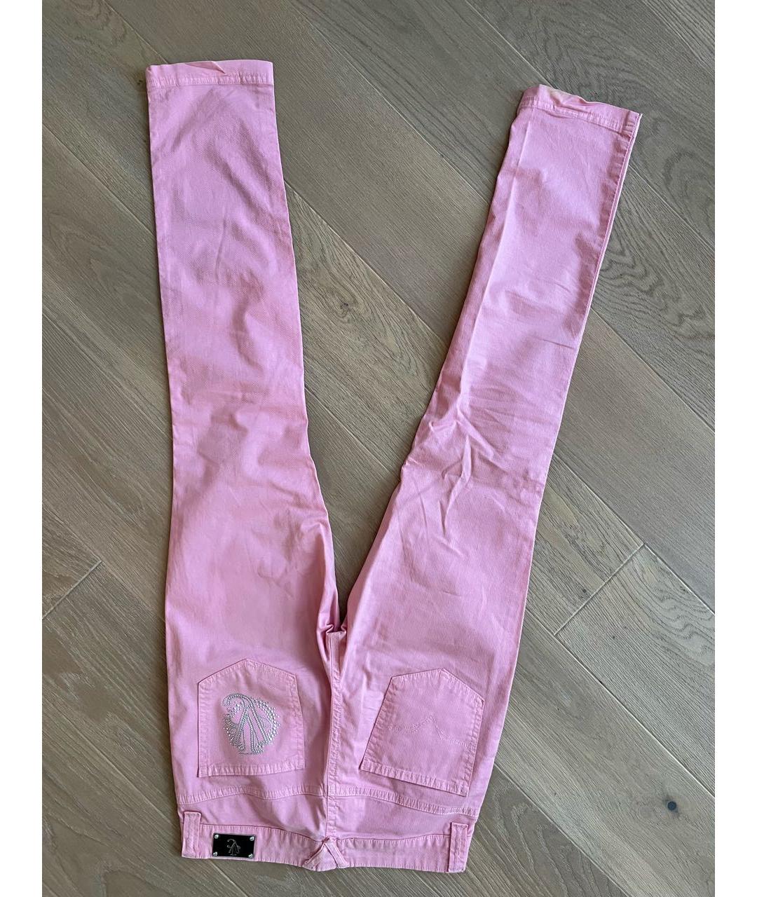 VERSACE JEANS COUTURE Розовые хлопко-эластановые прямые джинсы, фото 2