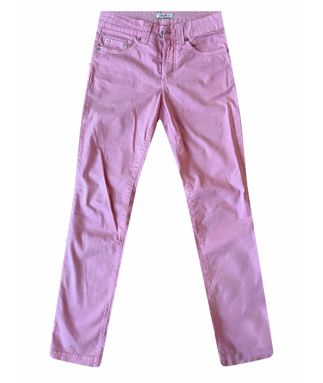 VERSACE JEANS COUTURE Розовые хлопко-эластановые прямые джинсы, фото 1