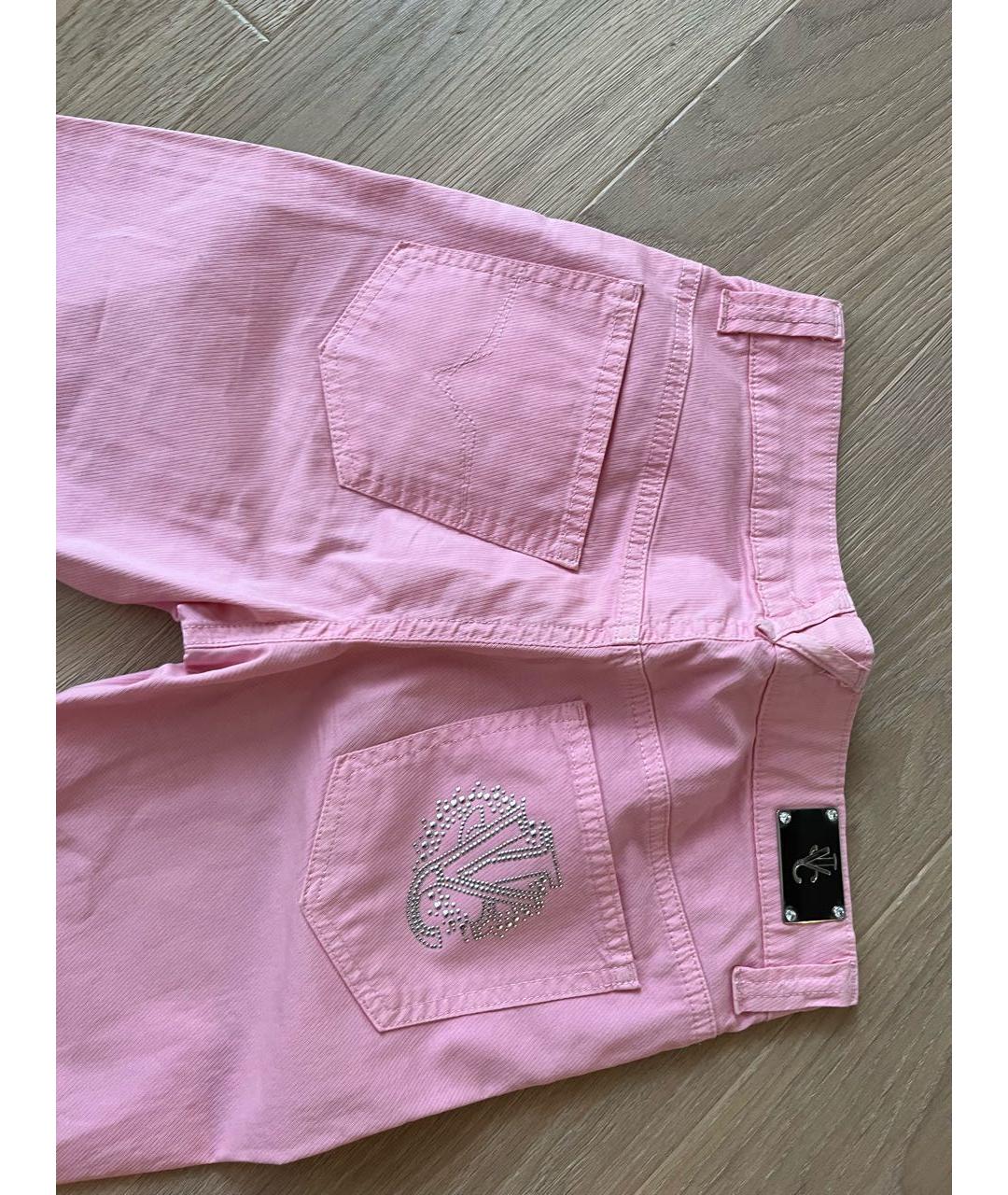 VERSACE JEANS COUTURE Розовые хлопко-эластановые прямые джинсы, фото 8
