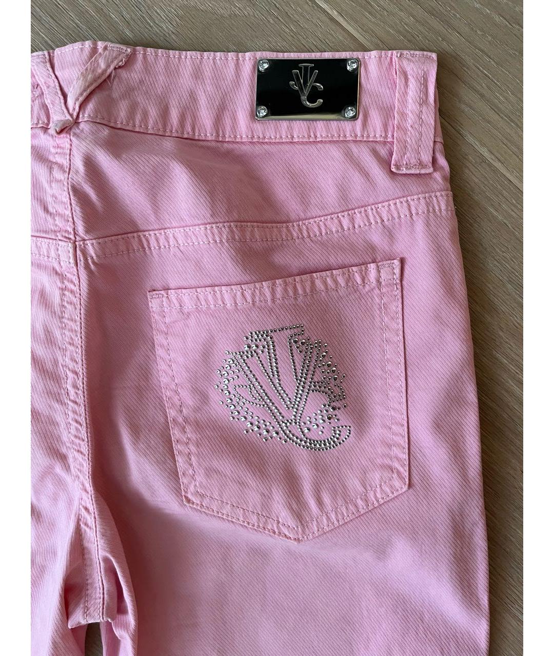 VERSACE JEANS COUTURE Розовые хлопко-эластановые прямые джинсы, фото 6
