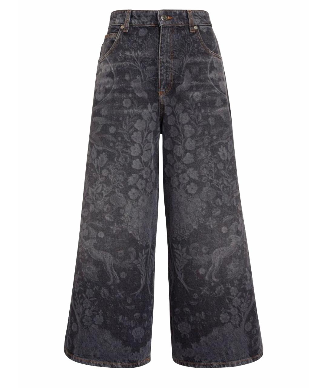 ETRO Антрацитовые хлопковые джинсы клеш, фото 1