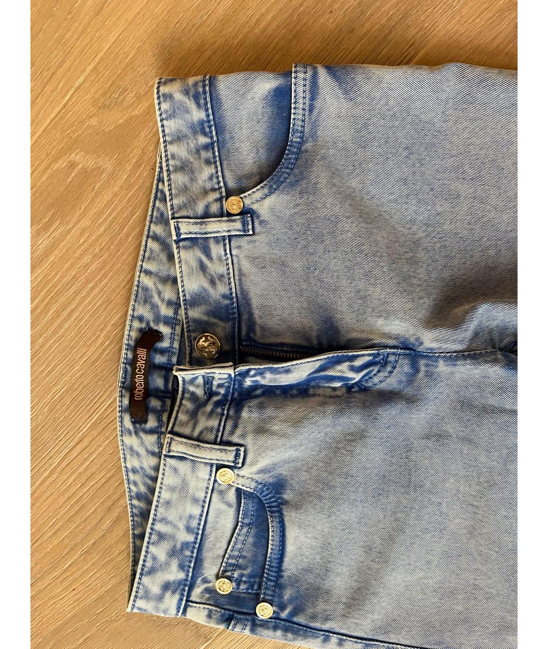 ROBERTO CAVALLI Голубые хлопковые джинсы клеш, фото 4