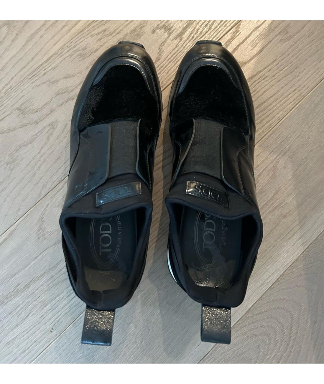 TOD'S Черные бархатные кроссовки, фото 3