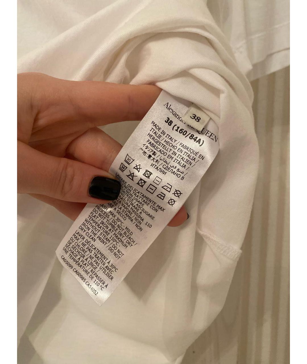 ALEXANDER MCQUEEN Белая хлопковая футболка, фото 4