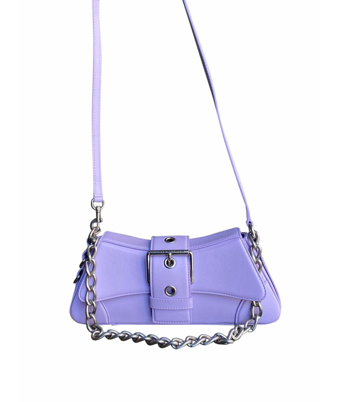 BALENCIAGA Фиолетовая кожаная сумка через плечо, фото 1